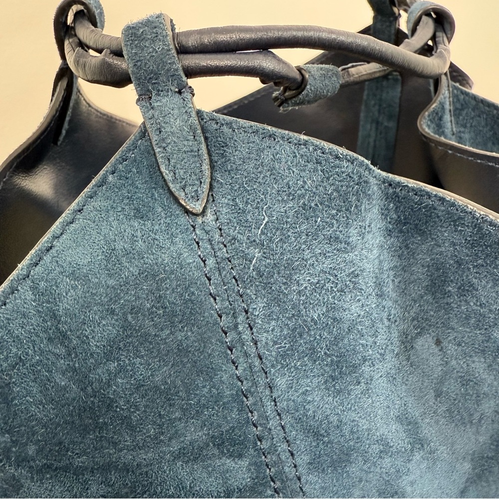 KHAITE The Mini Lotus Drawstring Bag in Midnight Suede - Picture 8 of 16